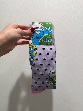 The Smurfs Women's Lilac Polka Dot Crew Socks - Smurfette Design